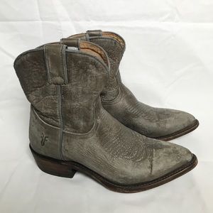 Frye Billy short boots - grey leather cowboy booties 7.5/8